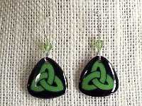 Little Bright Green Celtic Triangle Earrings Pysanky Eggshell Jewelry By So Jeo : pysanky pysanka ukrainian easter egg batik art eggshell jewelry pendants earrings drop dangle etched flowers gift women accessories accessory pendant necklace bail crystal finding sterling silver filled sojeo flowers celtic purple white red pink brown green purple orange cream burgundy magenta teal turqoise crows crow blue black so jeo art handmade